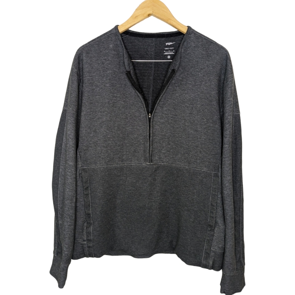 Nike Yoga Dri-Fit Gray Half Zip Restore Sweatshirt Grey